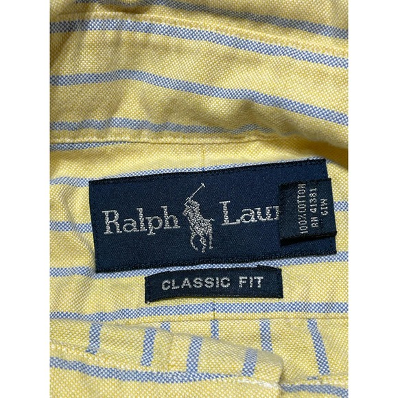 Ralph Lauren Button Down Long Sleeve‎ Pony Yellow Size 17.5 32/33 - Picture 2 of 6